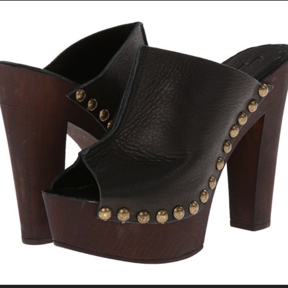 Charles David studded leather and wood clogs, made in Italy. Preowned size 9